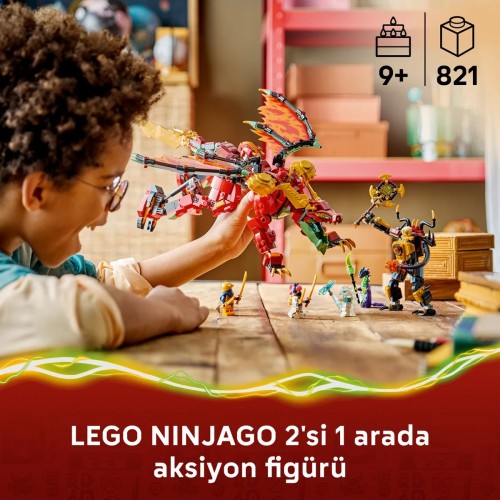 LEGO 71868 Wyldfyre Dönüşen Ejderha Robotu LEGO NINJAGO 71868 Wyldfyre’ın Dönüşen Ejderha Robotu 821 parçalık yapım seti