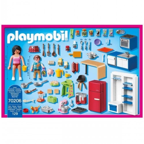 Playmobil Dollhouse Geleneksel Ev Aile Mutfağı Oyun Seti Oyuncakları 70206 (129 Parça)