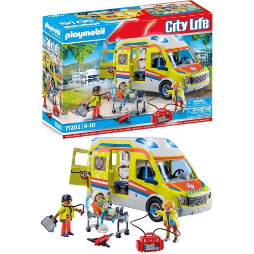 Playmobil City Life Işıklı ve Sesli Ambulans Oyun Seti Oyuncakları 71202 (67 Parça) 