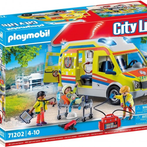 Playmobil City Life Işıklı ve Sesli Ambulans Oyun Seti Oyuncakları 71202 (67 Parça) 
