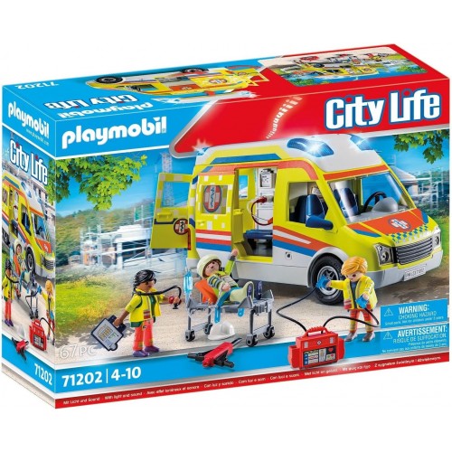 Playmobil City Life Işıklı ve Sesli Ambulans Oyun Seti Oyuncakları 71202 (67 Parça) 
