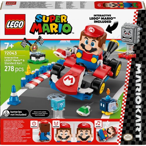 Lego Super Mario Mario Kart – İnteraktif LEGO Mario ve Standard Kart 72043 (278 Parça)